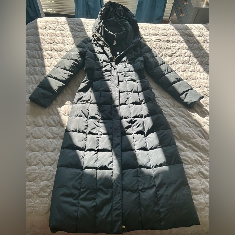 TALL Cole Haan Signature Long Down Hooded Puffer Heavy Duty Winter Coat LIKE NEW